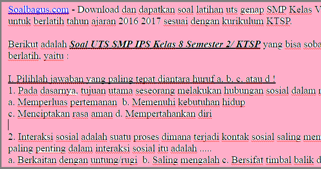 Download Bank Soal Ips Smp Kelas 8